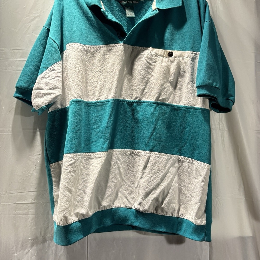 Hill And Archer Short Sleeve Polo Men's Extra Large One‎ Front Pocket Striped